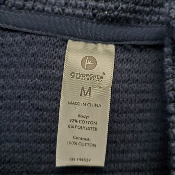 90 Degree Sweater Womens Medium Navy Blue Waffle Knit Zip Cardigan *NWT* - Picture 2 of 10